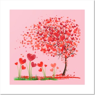 Valentine's Love Blossoms: Heartfelt Tree Delight Posters and Art